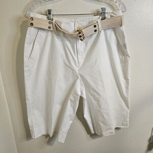 Lauren Ralph Lauren Summer White Bermuda Shorts with Belt Women's Size 12